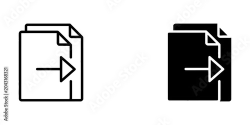 Foto Document file forwarding or exporting interface icon set with document, transfer