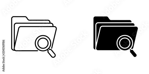 Folder search icon with magnifying glass document organization information