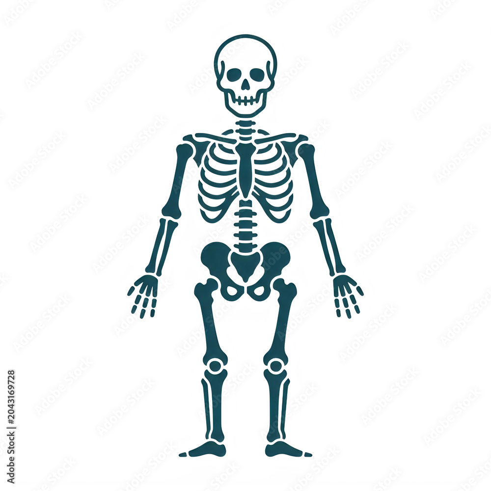Fototapeta premium Human skeleton illustration standing upright isolated on transparent background