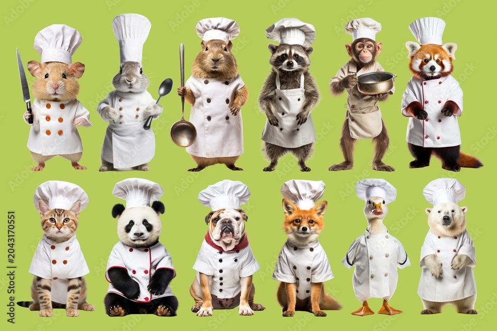 Naklejka premium animal wear chef costume character element set
