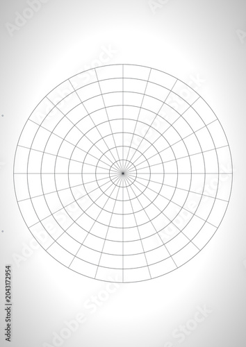 Circular grid chart template in minimalistic black and white design  