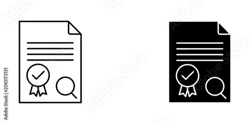 Document verification certificate icons with document certificate verification