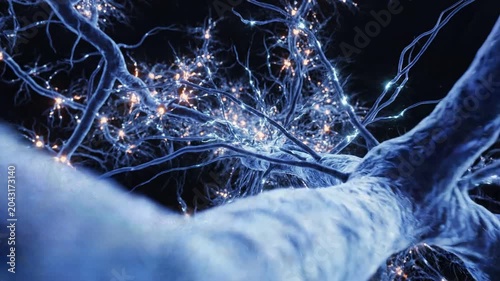 Dynamic 3d animation of interconnected neurons firing electrical impulses visualizing brain activity neural network and complex thought processes with glowing 4k Video