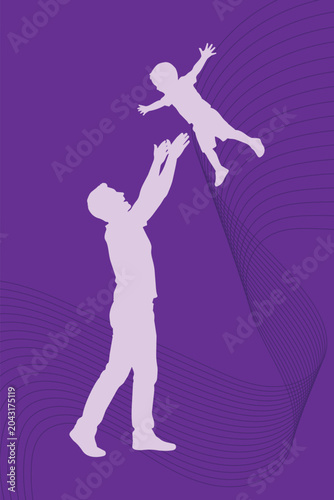 Silhouette of father and son togetherness day