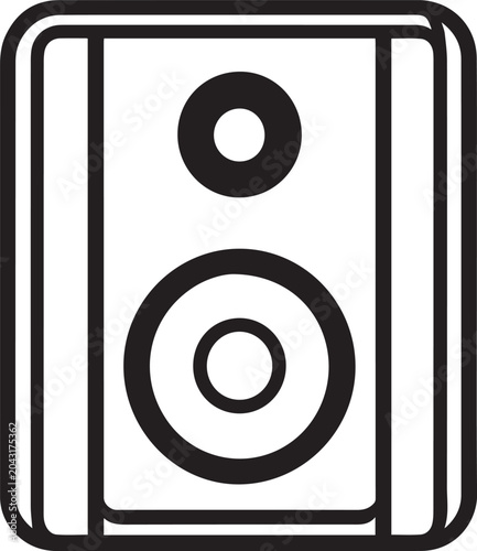 Fényképezés A minimalist line art illustration of a modern speaker, showcasing its dual drivers with a clean, geometric design