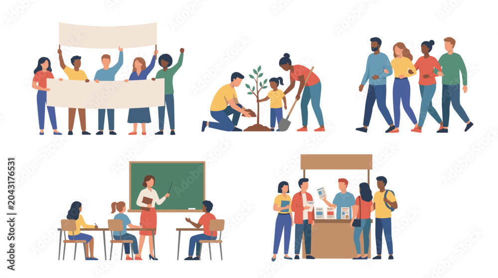 Fototapeta premium Flat illustration of community education and campaign vector for International Day against Drug abuse and Illicit Trafficking.