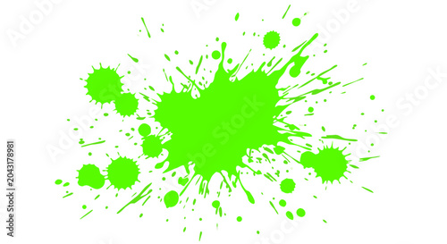 Bright neon green blot with ink splatter