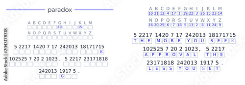 Paradox Quote Cryptogram Puzzle with Solution Vector: 
