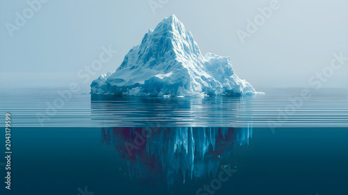 Majestic Iceberg Floating in Serene Ocean Waters.
