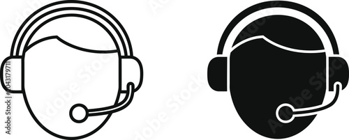 Silhouette of a person wearing a headset for customer support