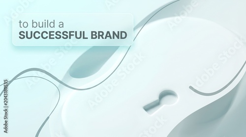 Successful brand strategy concept, abstract white keyhole on minimalist background, corporate branding and identity development visual