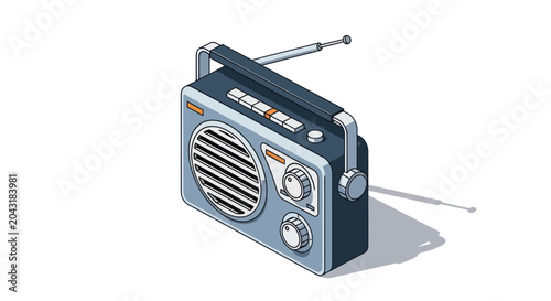 Tableau sur toile Isometric Portable Radio Vector Illustration