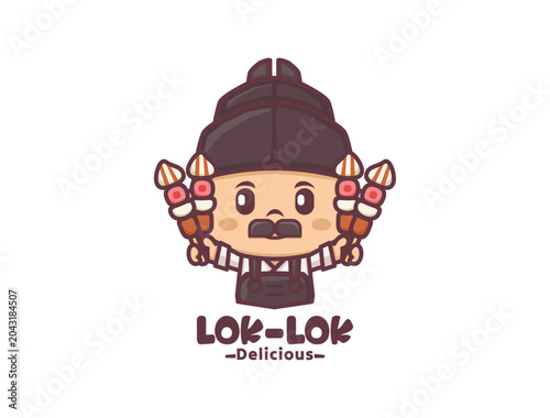 Cartoon mascot illustration of lok lok chef