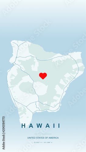 Принти на полотні Modern minimalist vector map of Honolulu, Hawaii, USA