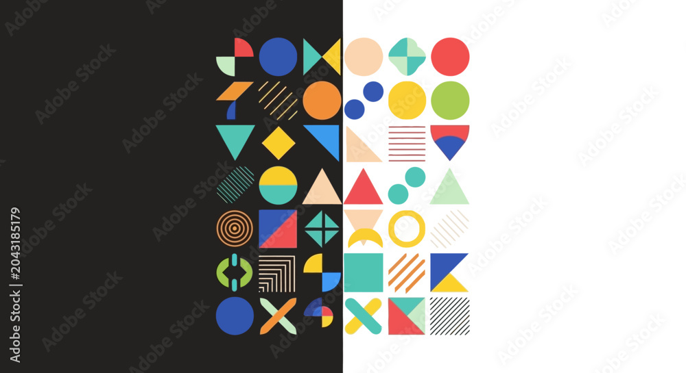 Fototapeta premium Geometric shapes in colorful composition.