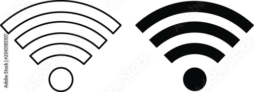 Photos Silhouette of WiFi signal icons in black and white