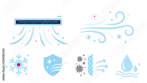 Tableau sur toile Air conditioning and clean airflow icon set in pastel style