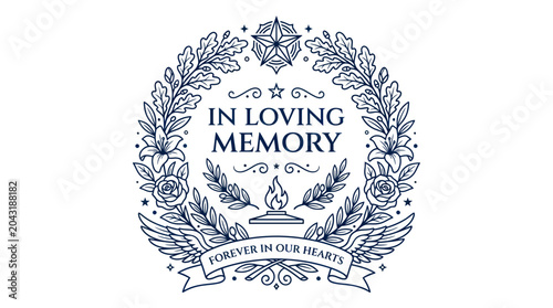 In Loving Memory Wreath with Torch and Wings, Forever in Our Hearts