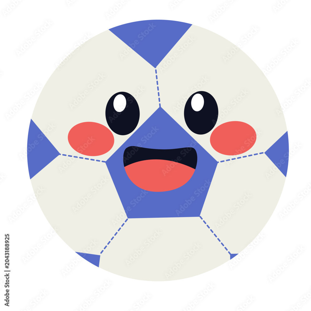 Fototapeta premium Vector cartoon illustration of a smiling soccer ball mascot isolated on white background