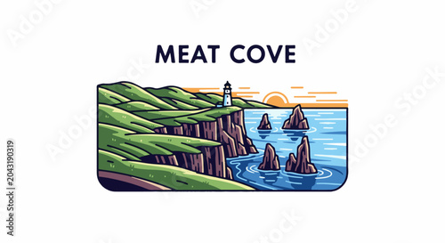 Pixelated coastal landscape with lighthouse at sunset