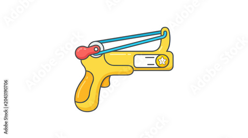Konstfotografi Yellow Water Gun Toy with Blue Rubber Band, Summer Fun Concept