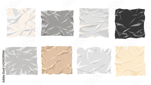 Obraz na płótnie Set of crumpled paper sheets in various colors and textures
