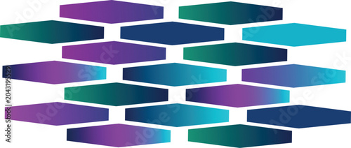 Canvas Print This modern vector illustration features a repeating pattern of elongated hexagonal segments in a cool blue purple and teal palette