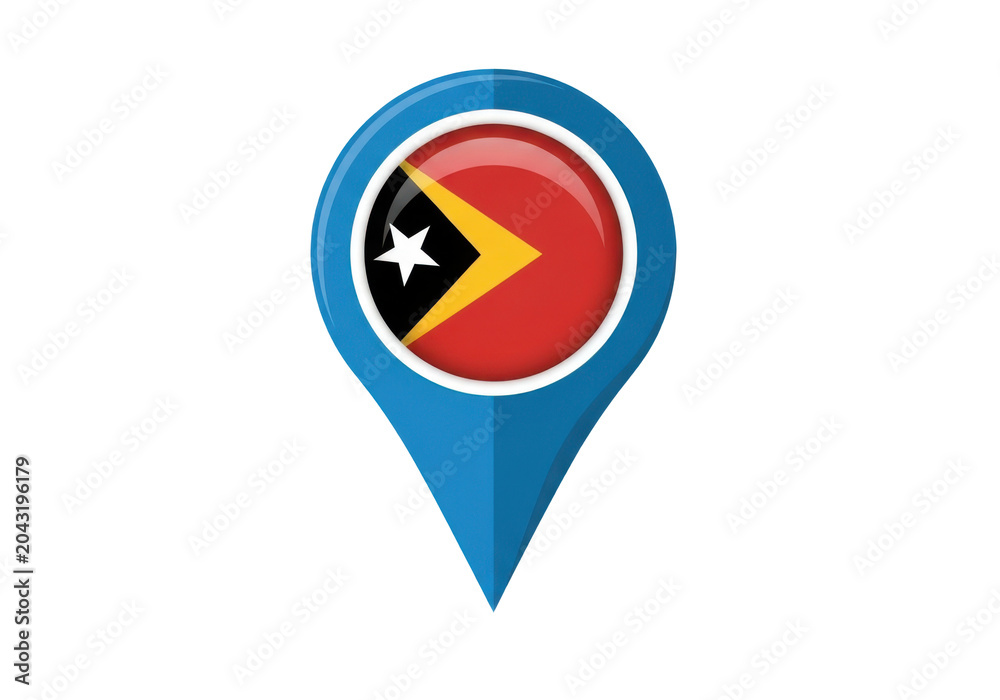Fototapeta premium Map pointer with east timor flag isolated on transparent background