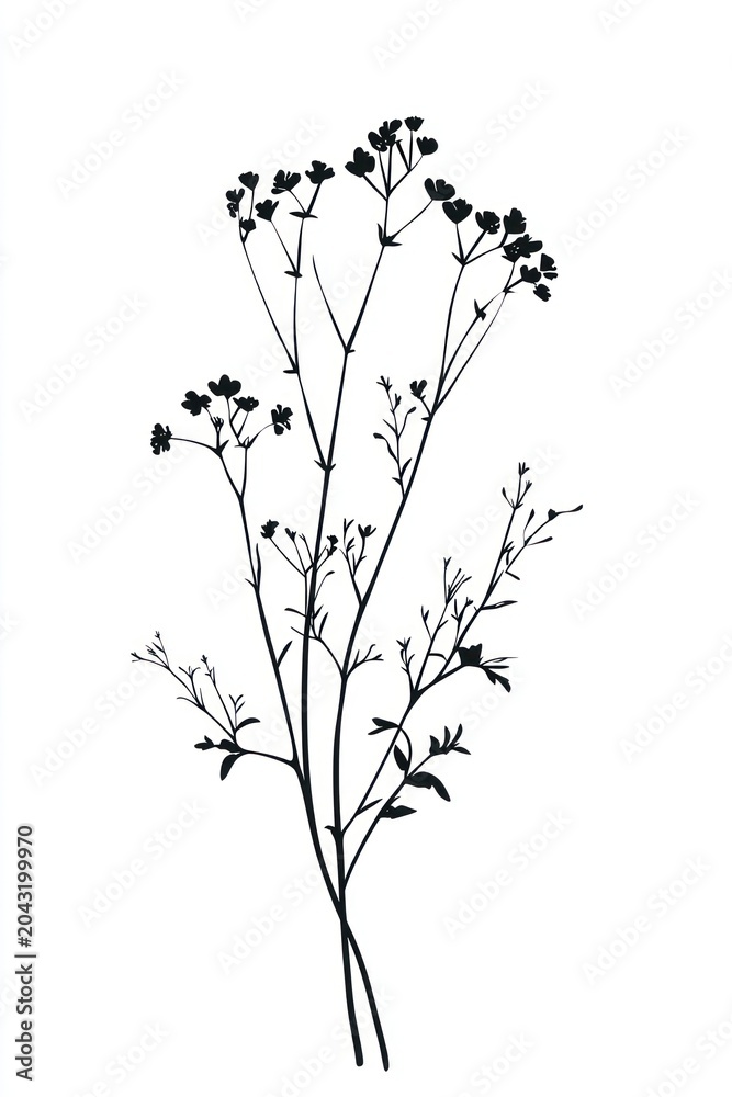 Fototapeta premium Wild flower Catnip illustration minimalist simple.