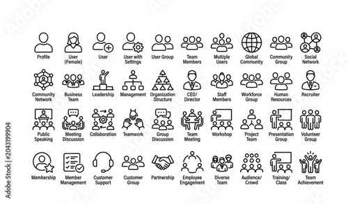 People line icon set group team and community vector collection