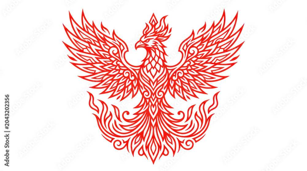 Αυτοκόλλητο Red Phoenix Emblem - Mythical Bird of Rebirth, Fire, and Power