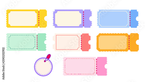 Tableau sur toile Set of colorful blank ticket stubs and tag vector elements