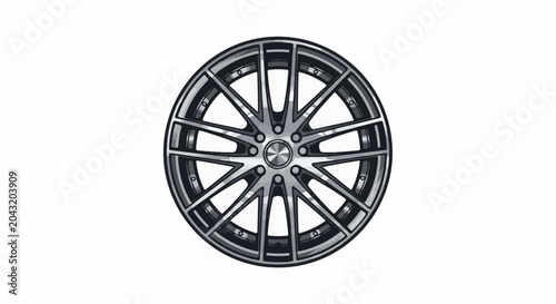 Silver alloy wheel with a complex multi-spoke design