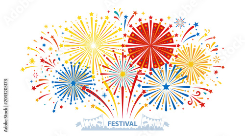 Canvastavla Colorful Fireworks Display Celebration