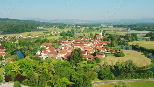 Skyline of small town Kostanjevica na Krki in Slovenia