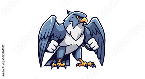 Cartoon eagle with claws outstretched aggressively.