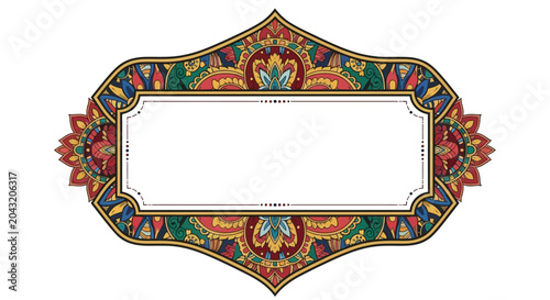 Ornamental Decorative Frame with Ethnic Floral Patterns