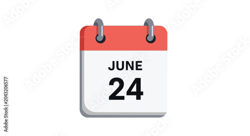 June 24 Calendar Icon Illustration for Date Planning and Scheduling