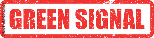 Tableau sur toile This red grunge rubber stamp text says Green Signal, indicating permission to pr