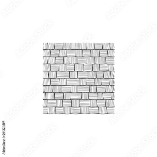 Overlapping Timber Shingles Pattern Line Art