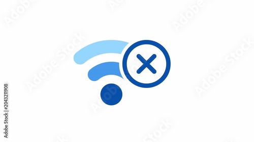No Internet WiFi Indicator Animation Featuring Wireless Signal Loss and Network Connectivity Problems with Alpha Channel