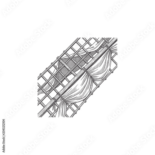 Windmill Sail Wooden Lattice Line Art Sketch