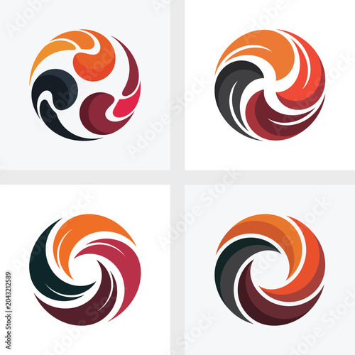 Abstract Spiral Wave Design Elements Vector Icon Set for Creative Branding and Decoration