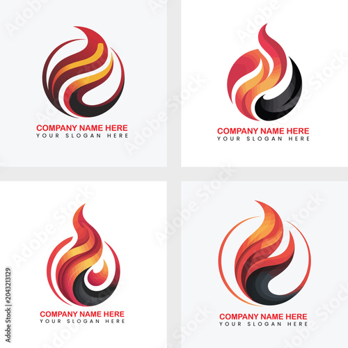 Set of Fire Flame Icons Vector Illustration