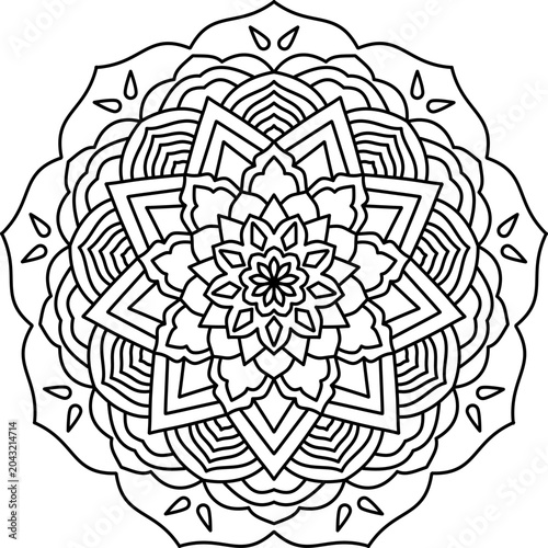 Minimal Black and White Geometric Mandala for Meditation.01