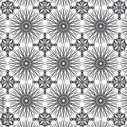 ​Intricate black geometric seamless pattern. Luxury line art texture background.