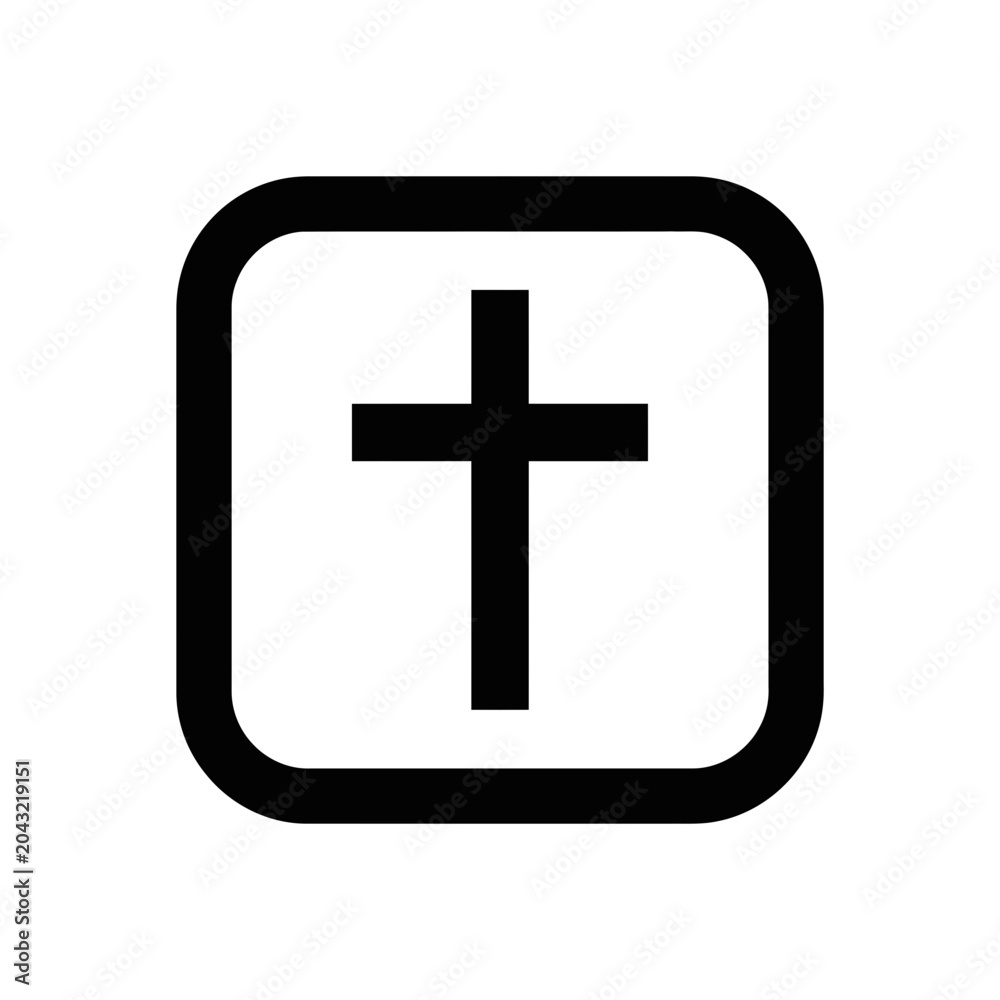 Fototapeta premium Christian Cross Icon in Rounded Square