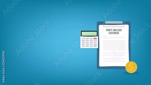 Profit and loss statement, accounting concept, 4k video animation