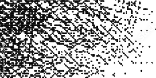 Foto Abstract Black and White Pixel Glitch Pattern Digital Noise Texture Representing
