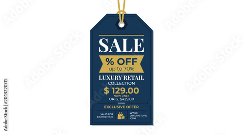 Quadro em tela Luxury Retail Sale Tag: Up to 70% Off, Exclusive Offer, Price Discount